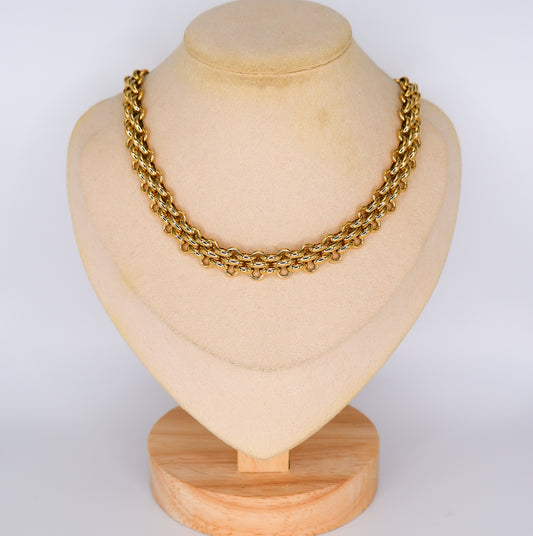 Colar Dourado Malha Tripla