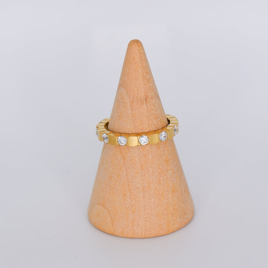 Anel Brilhantes e Dourado