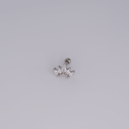 Piercing Bolinha Aço Inoxidável Prateado Coroa