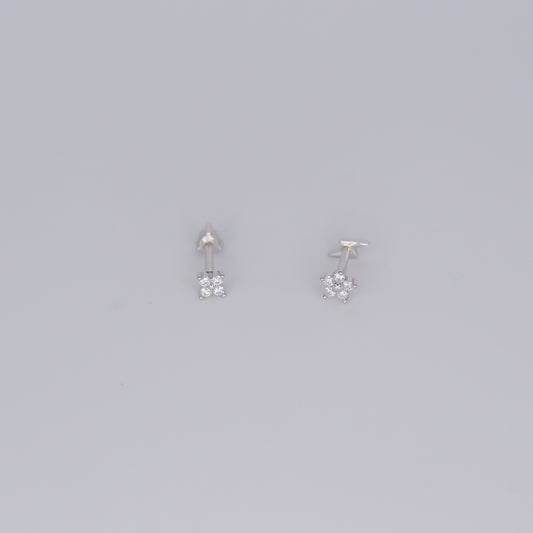 Piercings Achatados Prateados #15 Flores