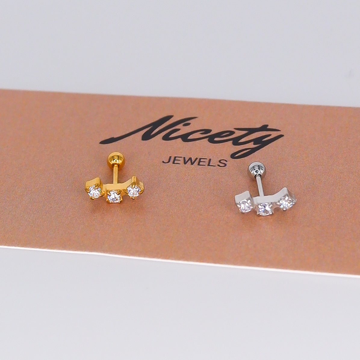 Piercing Aço Inoxidável 3 Brilhos Curvo