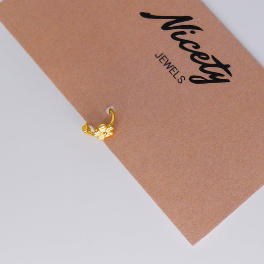 Mini Argola 6mm S925 Flor Dourada