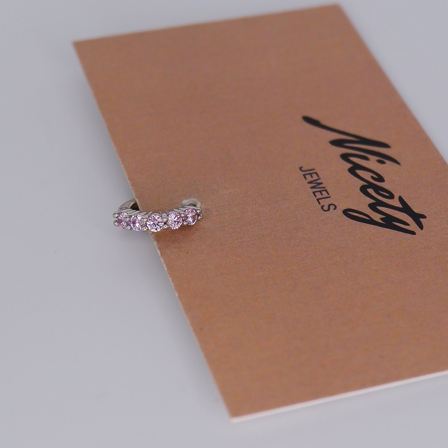 Mini Argola 7mm Aço Inoxidável Rosa bébé Prateada