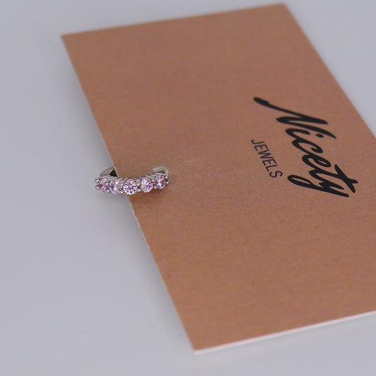 Mini Argola 7mm Aço Inoxidável Rosa bébé Prateada