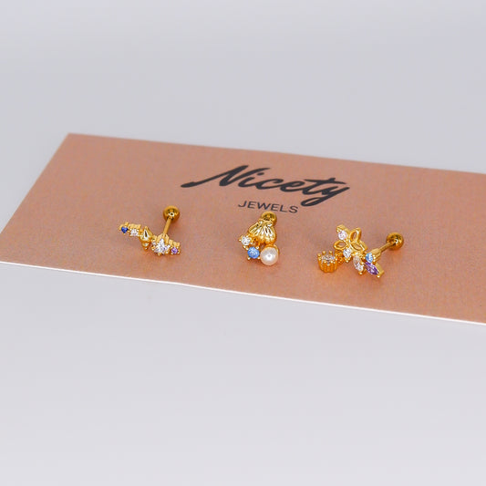 Piercing aperta atrás Concha e Flor Pendente