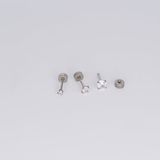 Piercing Aço Inoxidável 3 tamanhos Ponto Luz Prateado