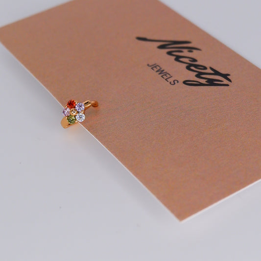 Mini Argola 7mm Aço Inoxidável Flor Colorida