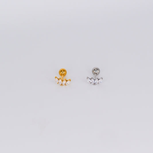 Piercing Aço Inoxidável 4 Brilhos Ovais