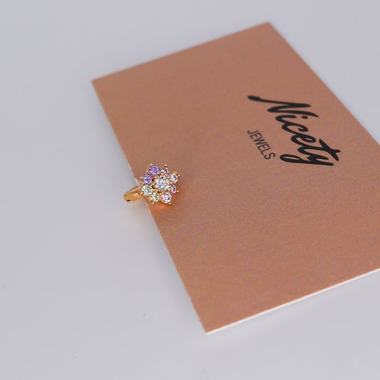 Mini Argola 7,5mm Aço Inoxidável Flor Tons Pastel