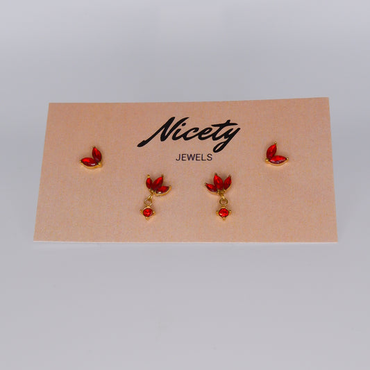 Pack Dourado Meia Flor, Folha Vermelho
