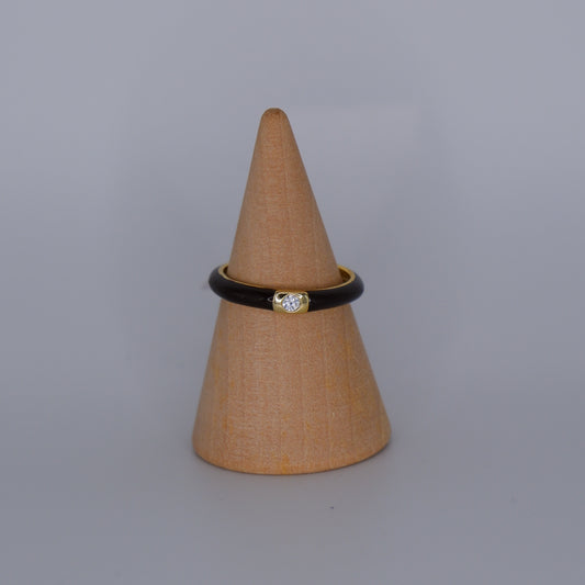 Anel S925 Preto com brilhante