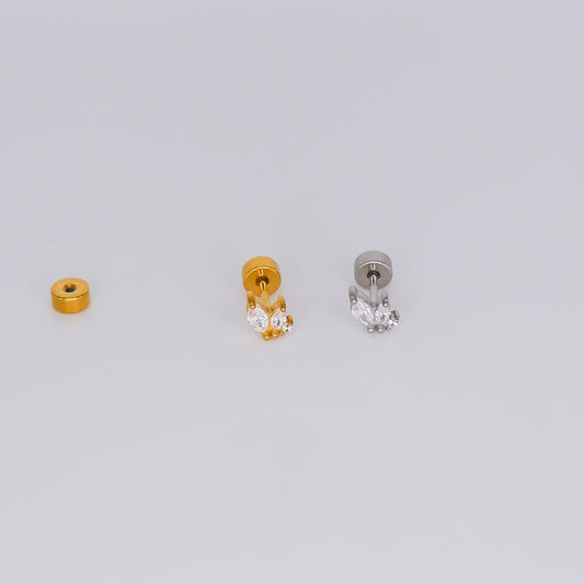 Piercing Aço Inoxidável 3 Brilhantes Folha