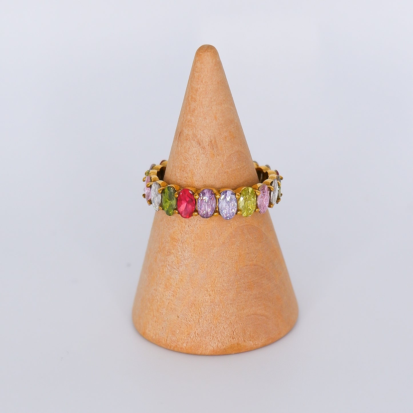 Anel Brilhantes Ovais Coloridos