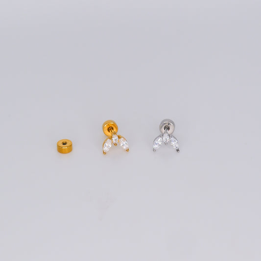 Piercing Aço Inoxidável em V Brilhantes