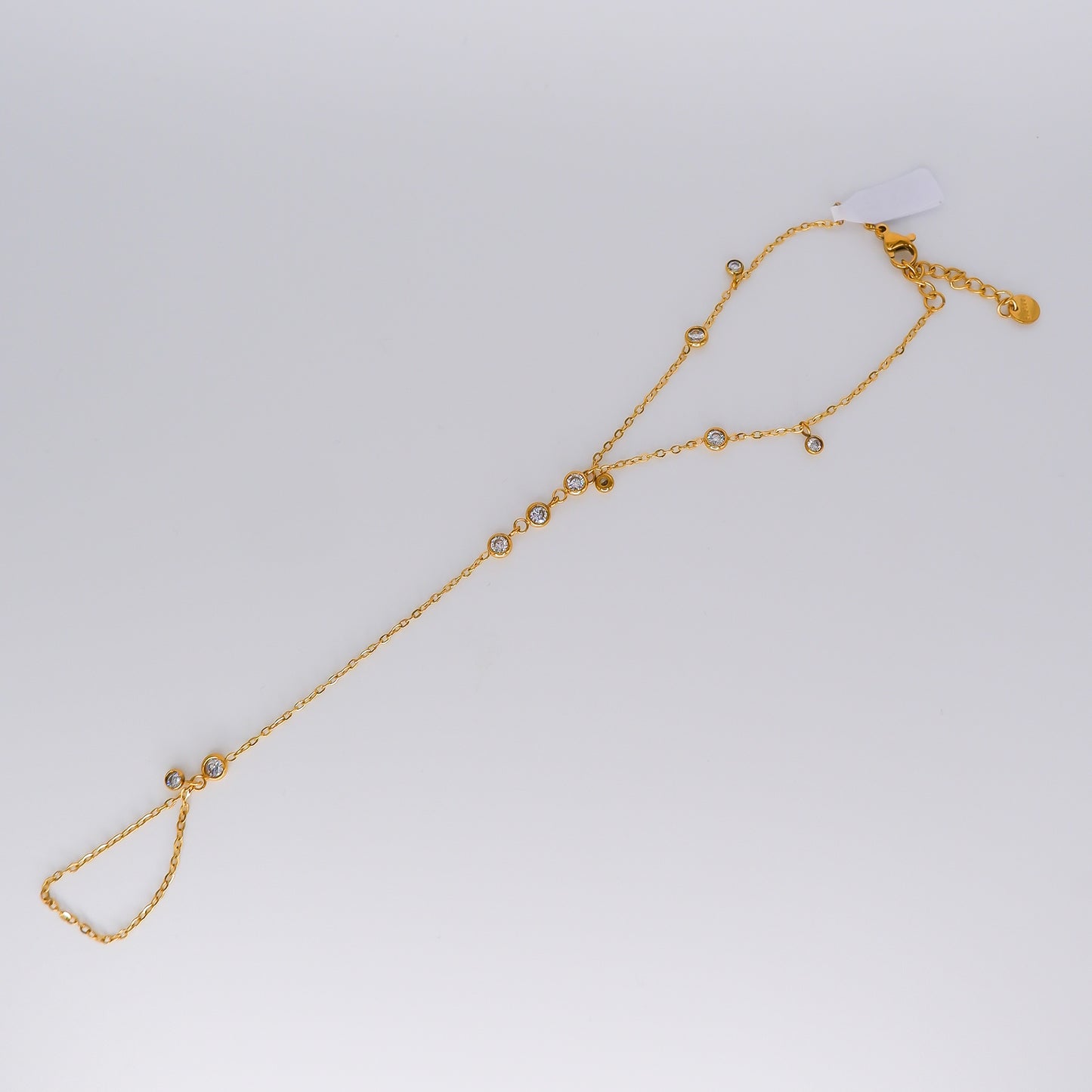 Pulseira Aço Inoxidável com Dedo Brilhos Pendentes