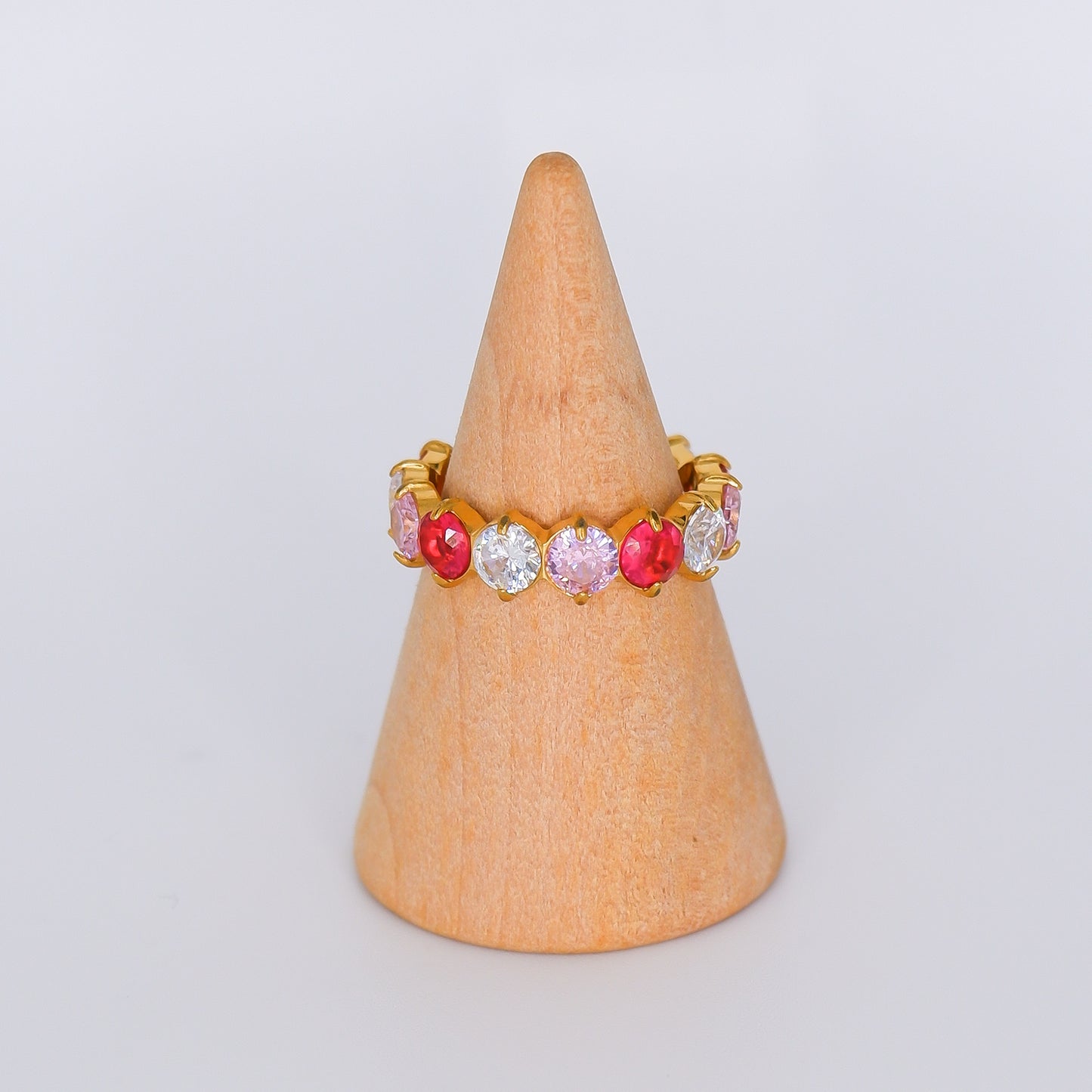 Anel Brilhante Tons Rosa