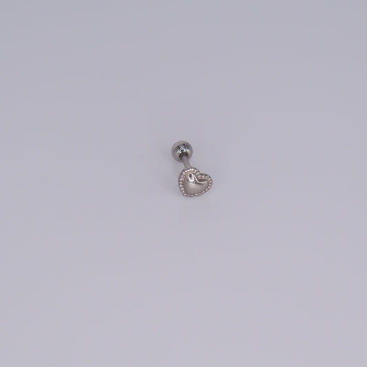 Piercing Bolinha Aço Inoxidável Prateado Coração