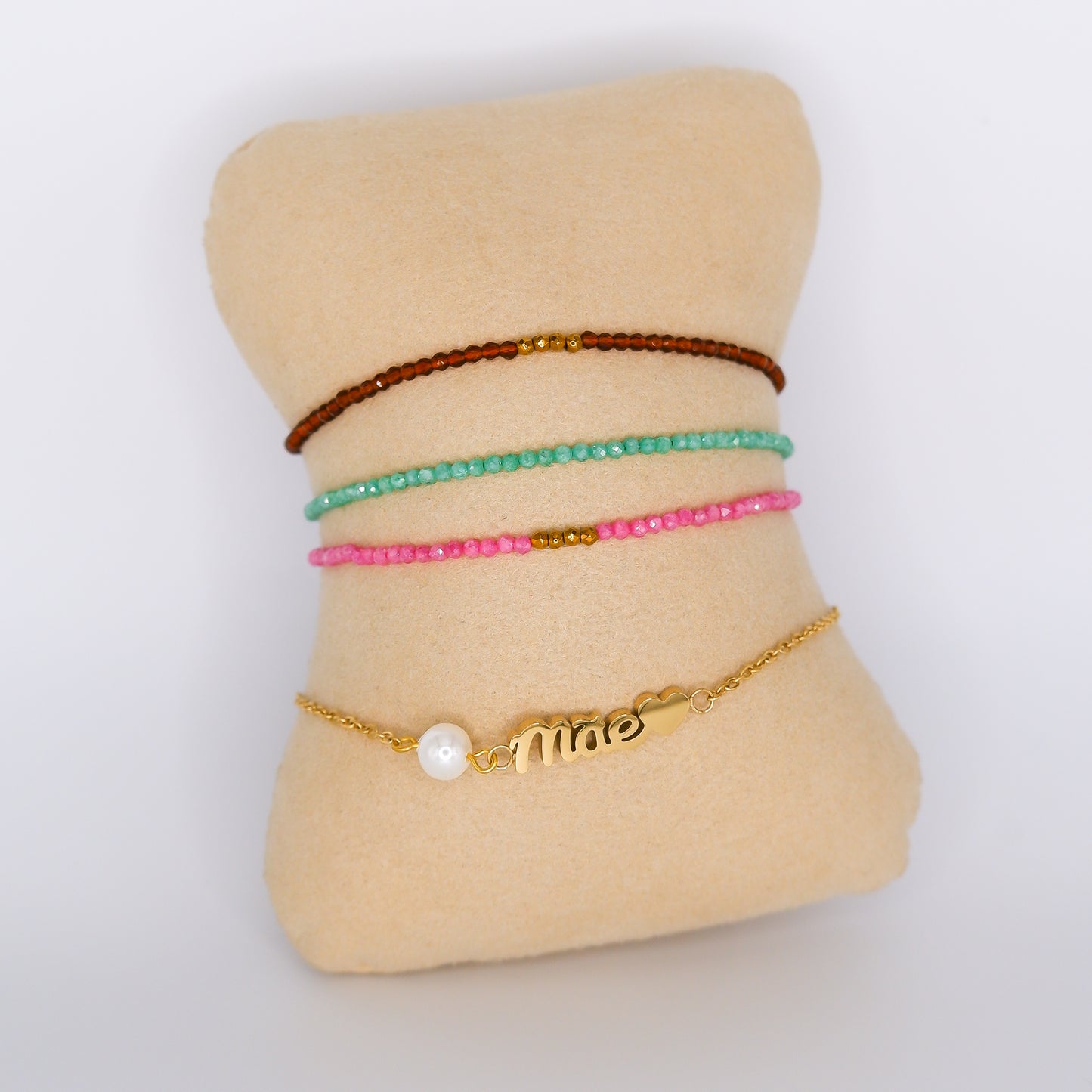 Pulseira Aço Inoxidável Mãe e Missangas