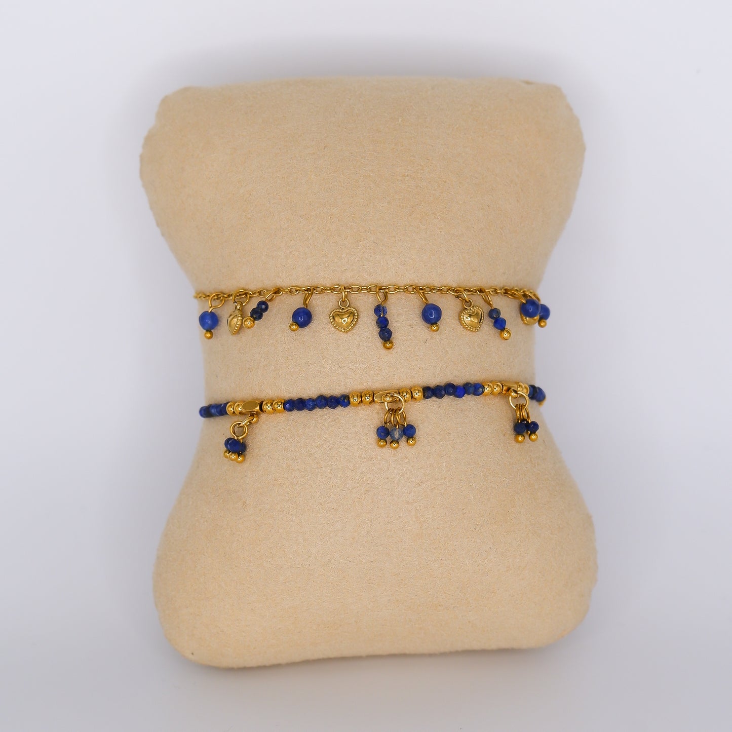 Pulseira Aço Inoxidável Missangas Azuis