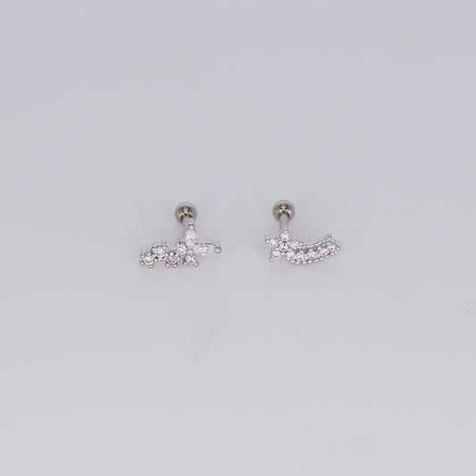 Piercing Bolinha Borboleta e Estrela Cadente