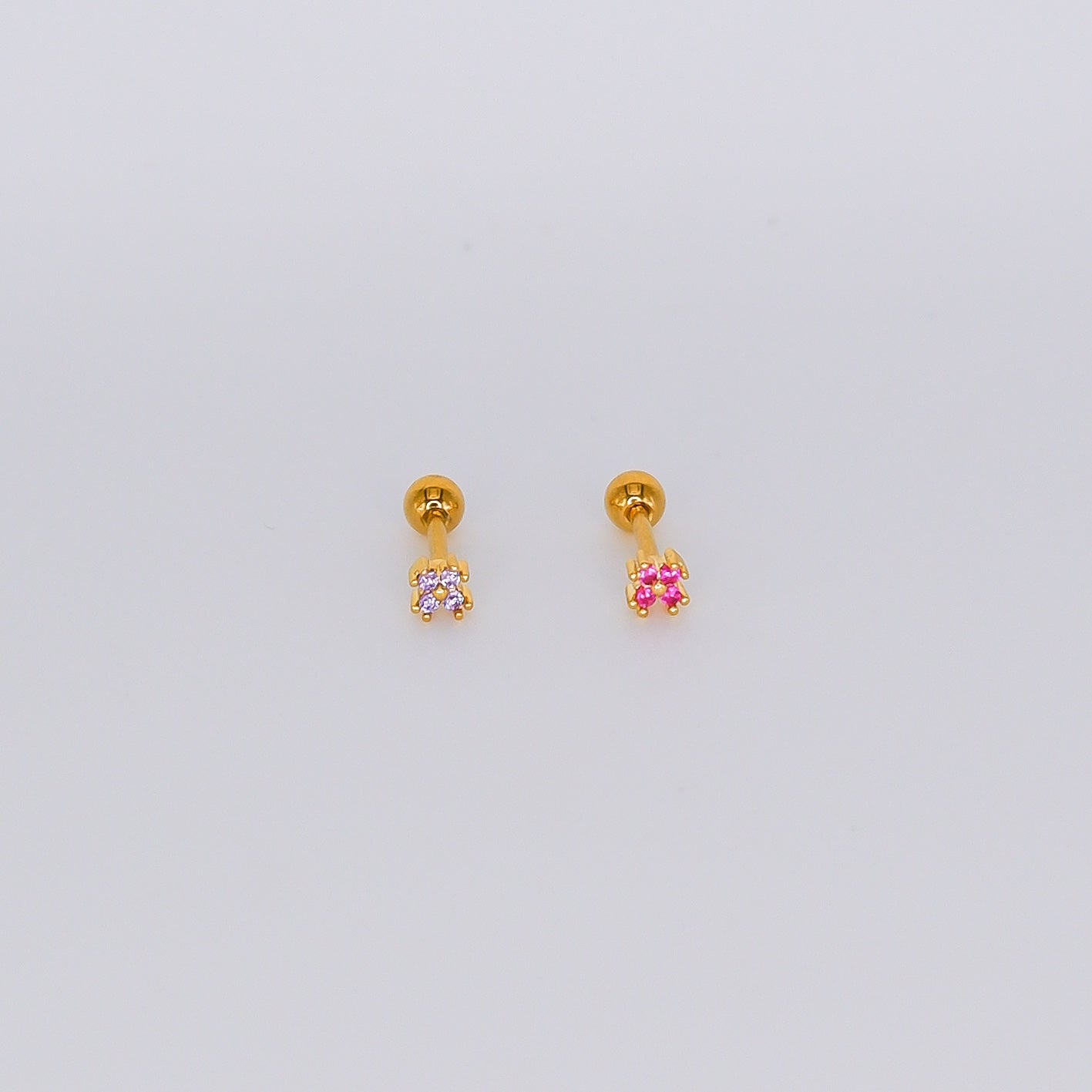 Piercing Bolinha 4 Brilhos Lilás e Rosa