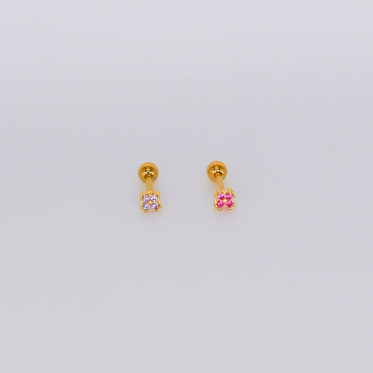 Piercing Bolinha 4 Brilhos Lilás e Rosa