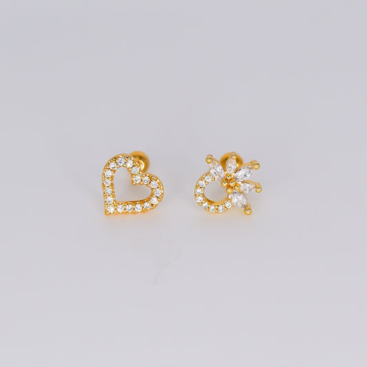 Piercing Bolinha Coração Grande e Bola Grande