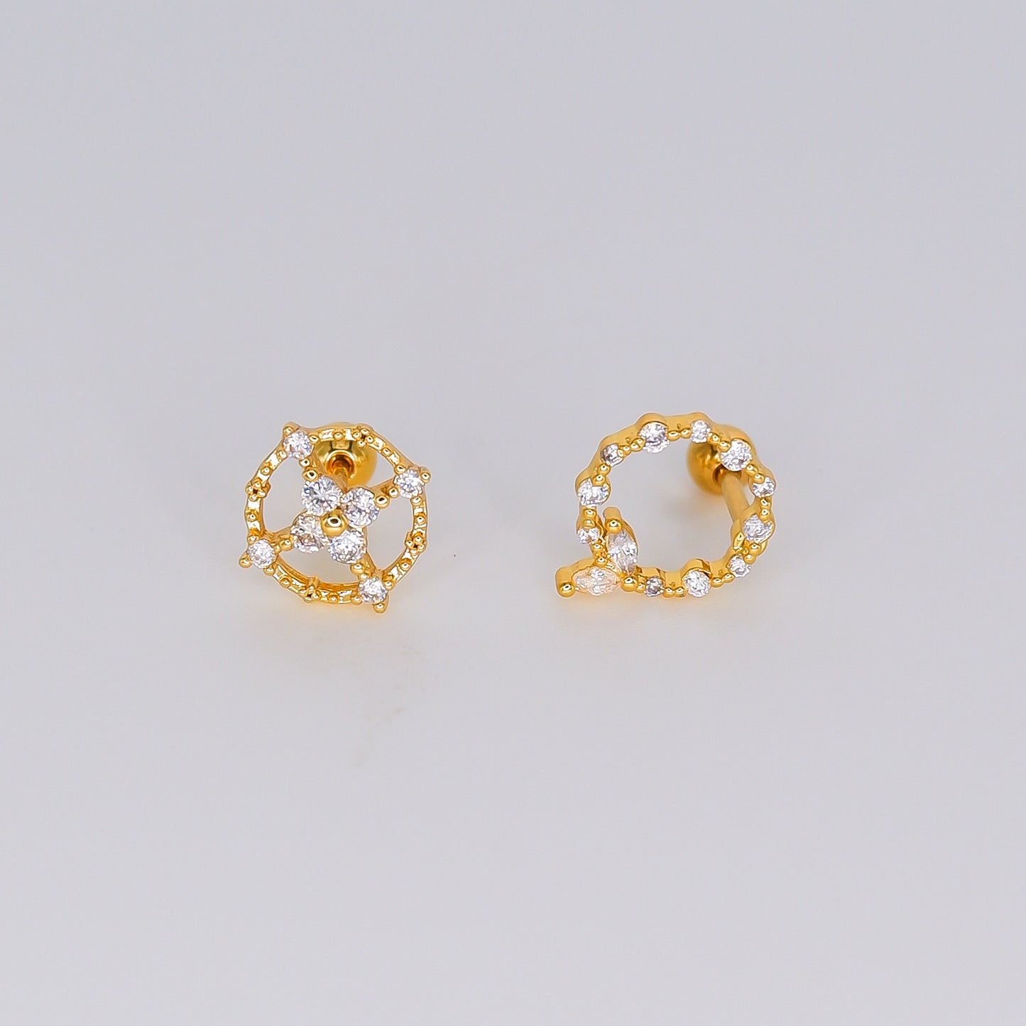 Piercing Bolinha Bola Flor e Folha Grande
