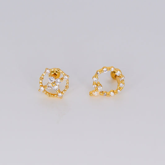 Piercing Bolinha Bola Flor e Folha Grande