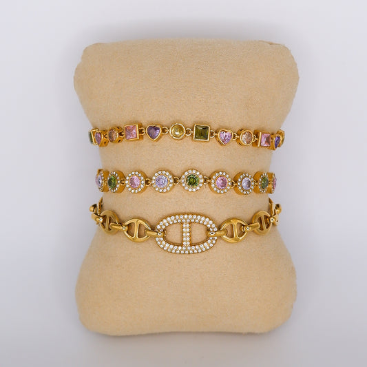 Pulseira Aço Inoxidável Bola e Pastel