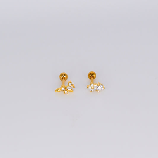 Piercing Bolinha Folha e Flor com Bola