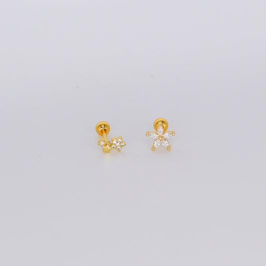 Piercing Bolinha 3 Estrelas e Flor