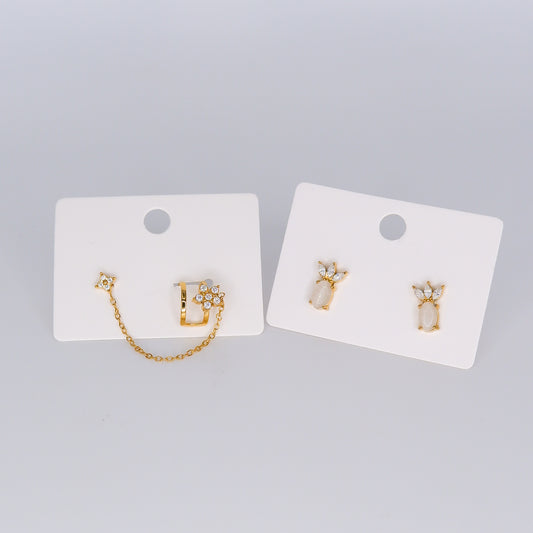 Brinco Espeto Flor com Earcuff e Ananás