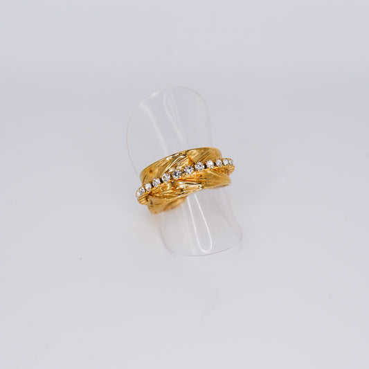 Anel Ajustável Dourado com Riviera