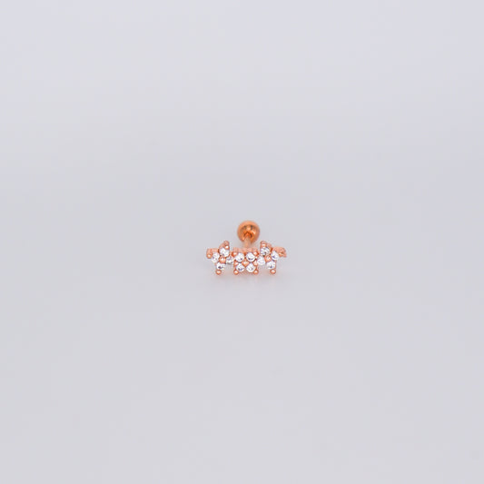 Piercing Bolinha 3 Flores Rose Gold