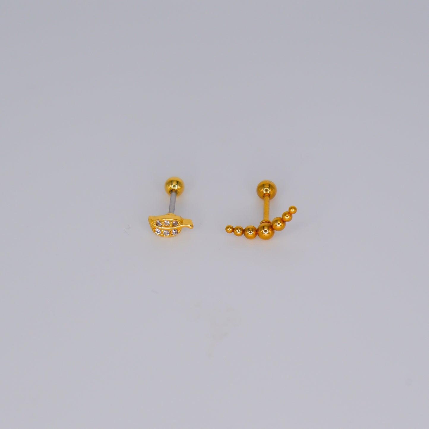 Piercing Bolinha Aço Inoxidável Folha e Curvo