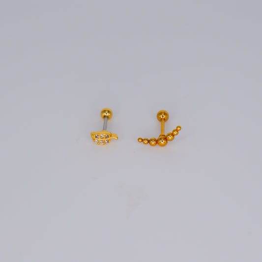 Piercing Bolinha Aço Inoxidável Folha e Curvo