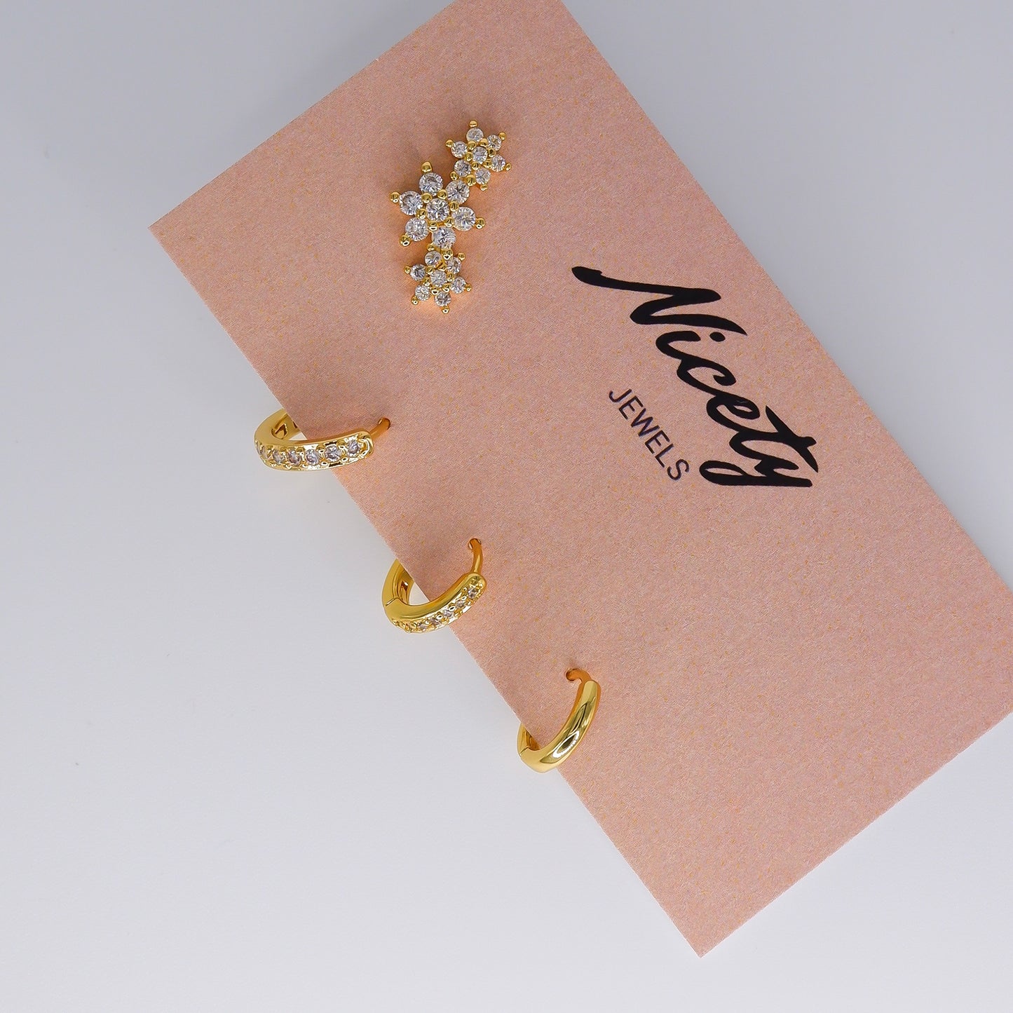 Pack Dourado S925 Flores Transparente