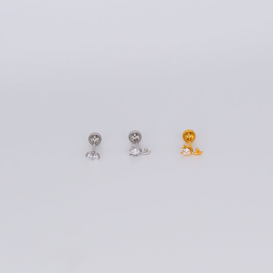 Piercing Aço Inoxidável 2 Brilhos e Tulipa