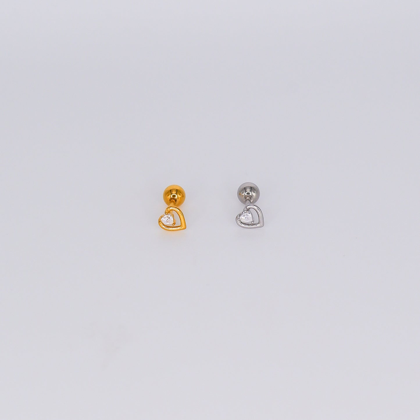 Piercing Aço Inoxidável Coração Brilho