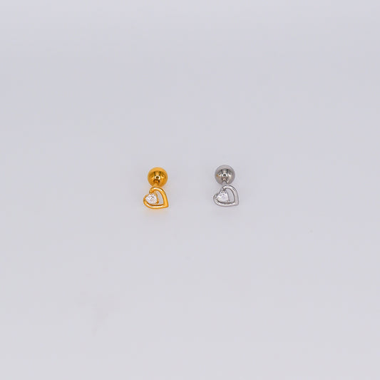 Piercing Aço Inoxidável Coração Brilho