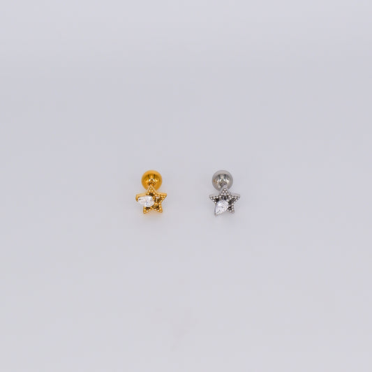 Piercing Aço Inoxidável Estrela com 1 Brilho