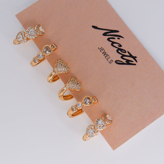 Pack Dourado Corações com Brilhos
