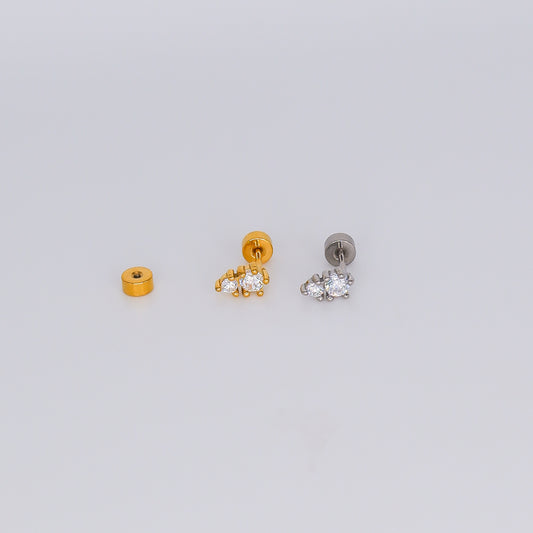 Piercing Aço Inoxidável 2 Brilhos Maiores