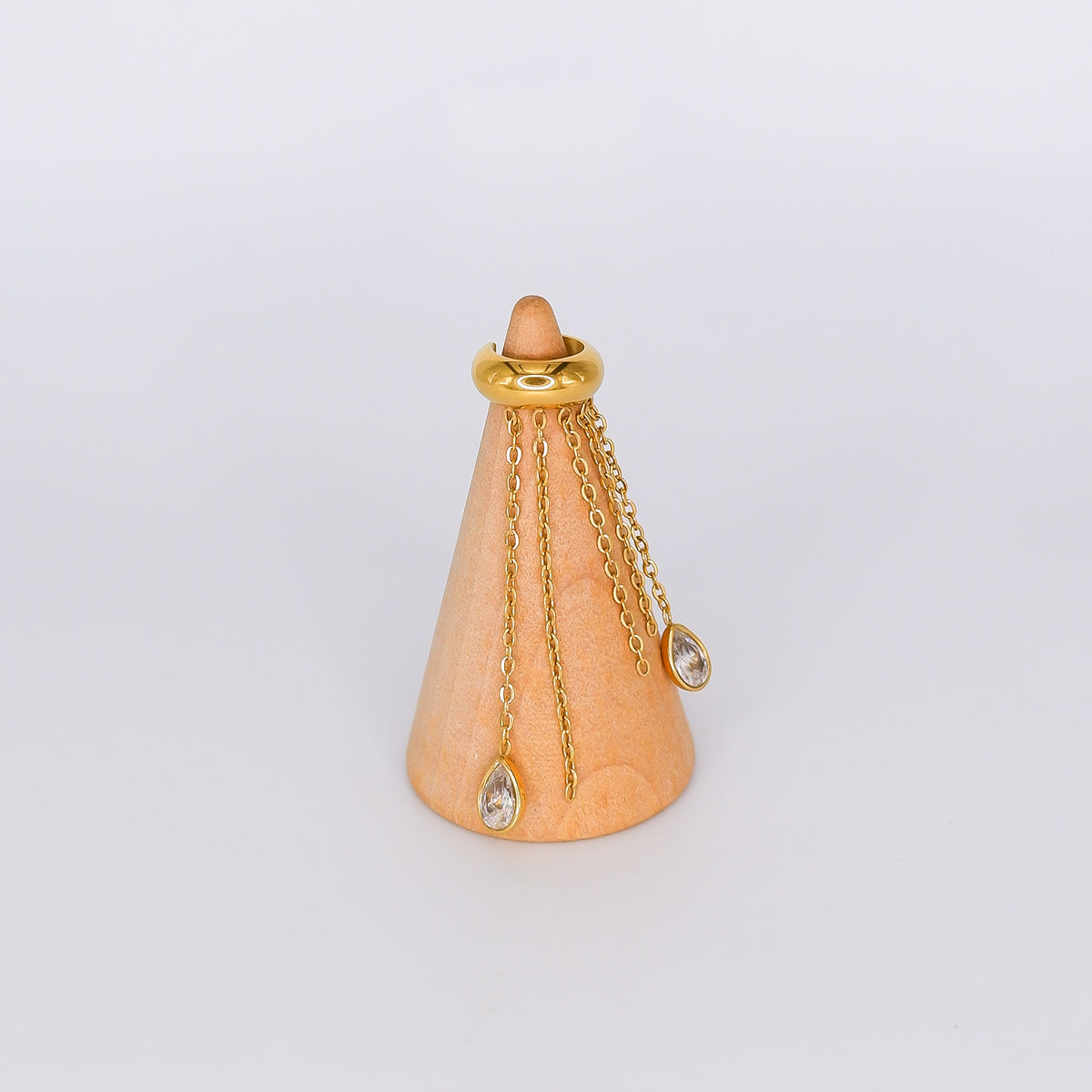 Earcuff Dourada Brilhos Pendente