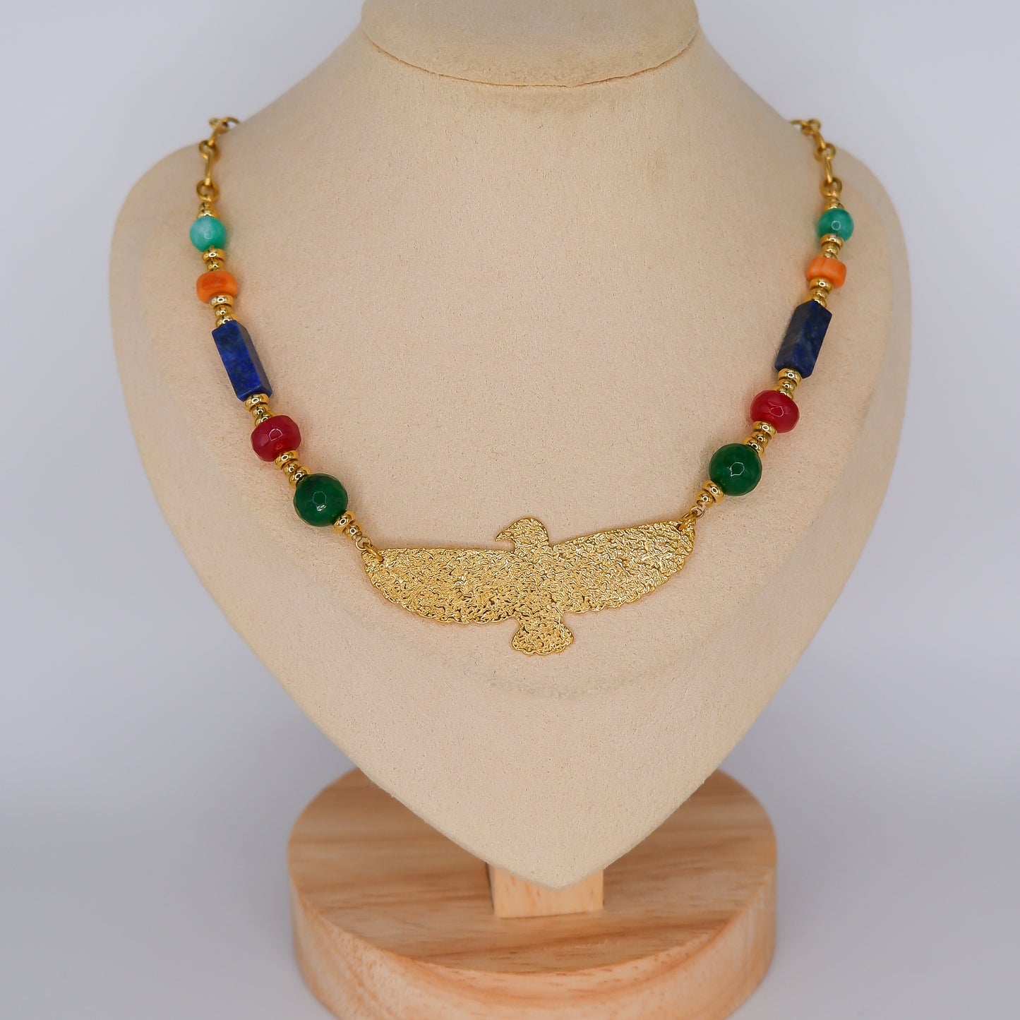 Colar Fénix com Pedras Coloridas