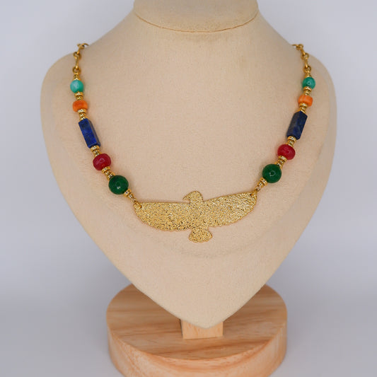 Colar Fénix com Pedras Coloridas