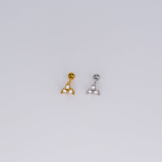 Piercing Aço Inoxidável 3 Brilhos