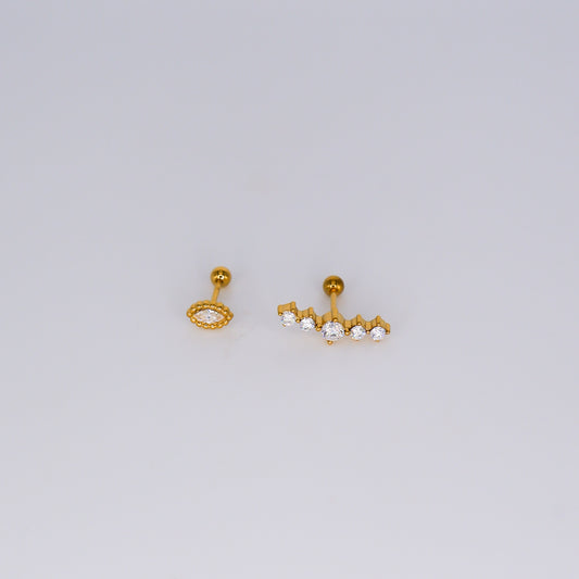 Piercing Aço Inoxidável 1 Brilho Oval e Longo