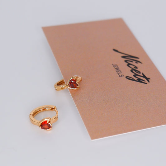 Argola Hipoalergénica Coração Vermelho